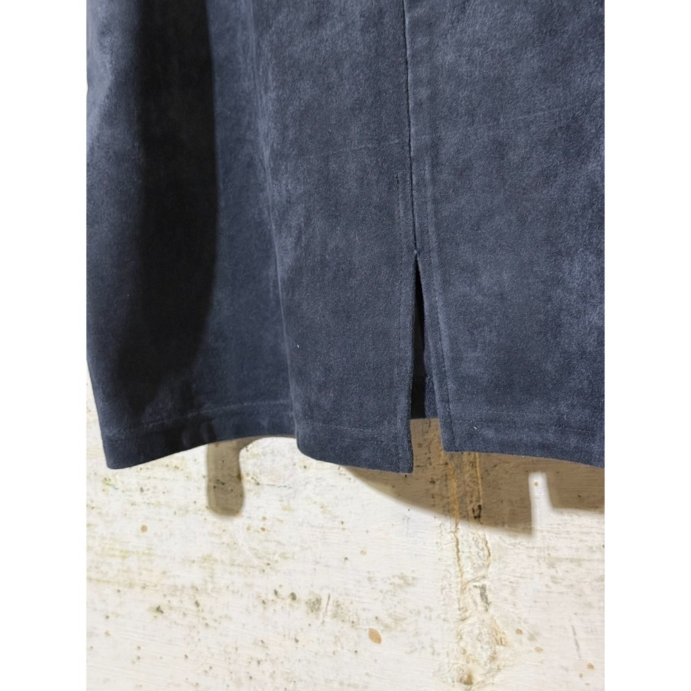Calvin Klein Faux Suede Long Pencil Skirt Gray Career Office Corpcore Midi Sz XL - Picture 4 of 7